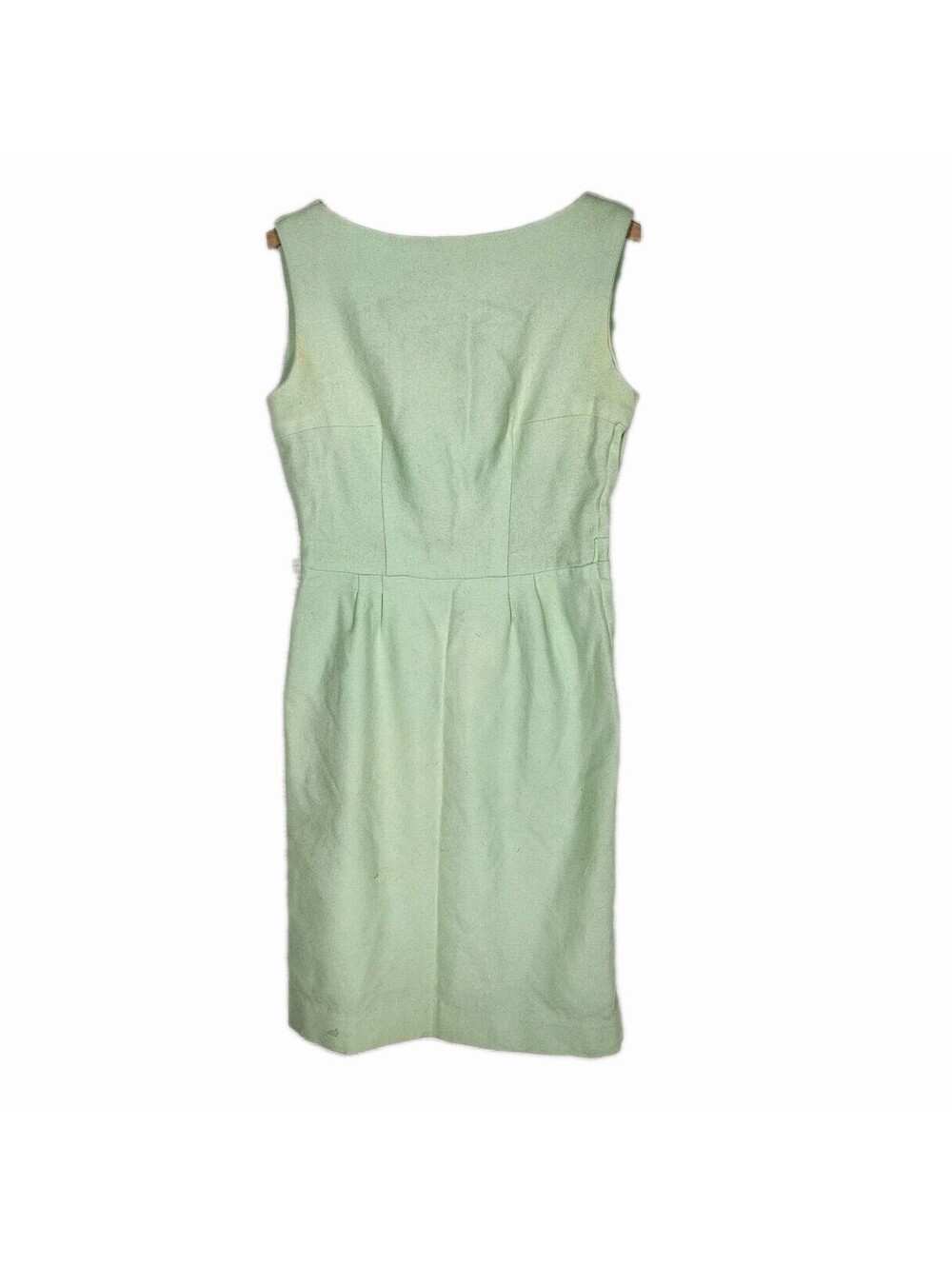 Vintage 1960s Lime Wool Dress M 30-31w Ballet Neck Mint Princess Seam Mod Retro
